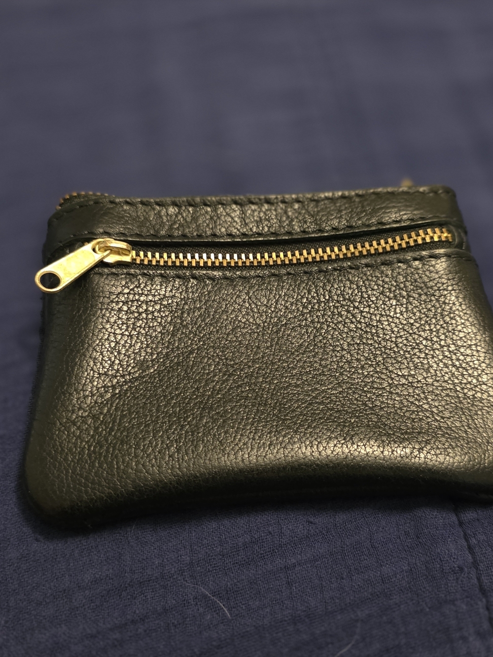Portland Leather Black Pebbled Leather  Double Zip Coin Pouch